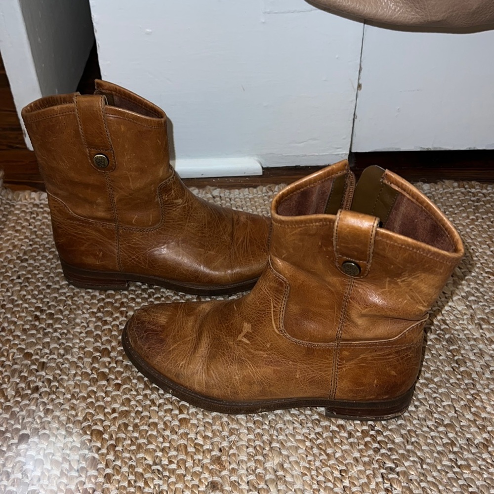 Brown leather boots